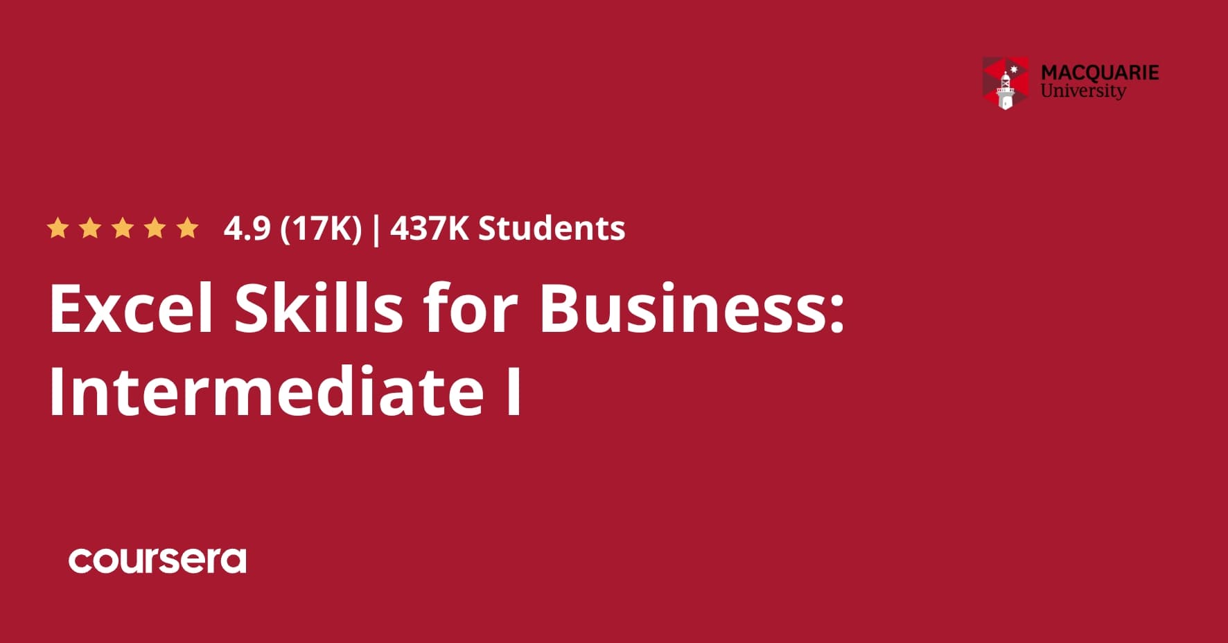 Excel Skills for Business: Intermediate I
